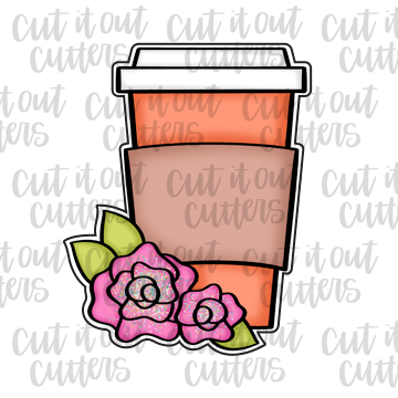 Perfect Latte with Florals Cookie Cutter