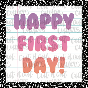 Pink Happy 1st Day - 2" Square Tags - Digital Download