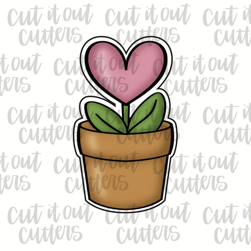 Potted Heart Flower Cookie Cutter