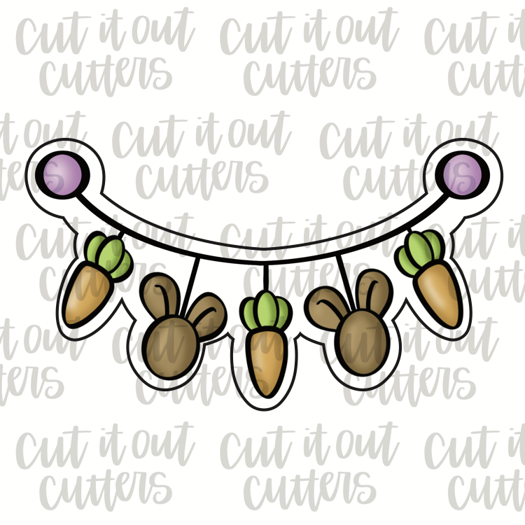 Rabbit and Carrot Banner Cookie Cutter