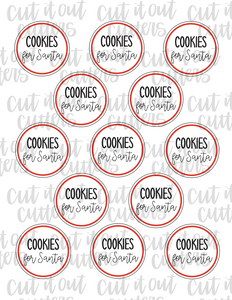 Red Circle Cookies For Santa - 2" Circle Tags - Digital Download
