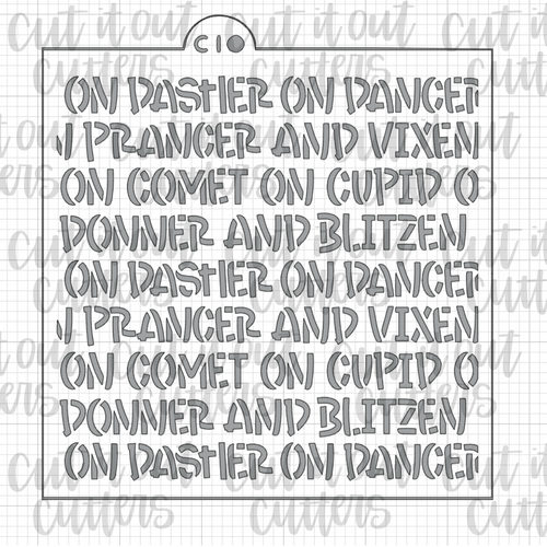 Reindeer Names Cookie Stencil