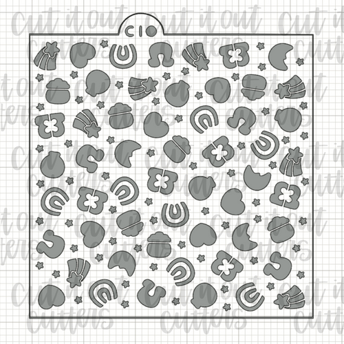 Scattered Charms with Stars Cookie Stencil
