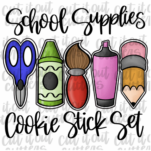 School Supplies Cookie Stick Set