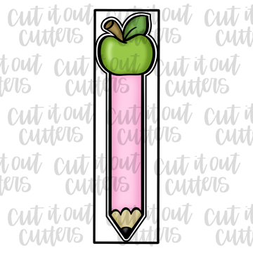 Skinny Apple Pencil Cookie Cutter