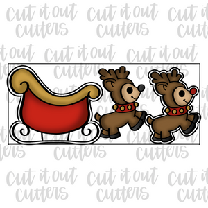 Sleigh and Reindeer 12 x 5 Cookie Cutter Set