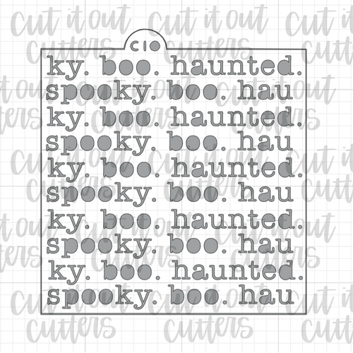 Spooky. Boo. Haunted. Typewriter Cookie Stencil