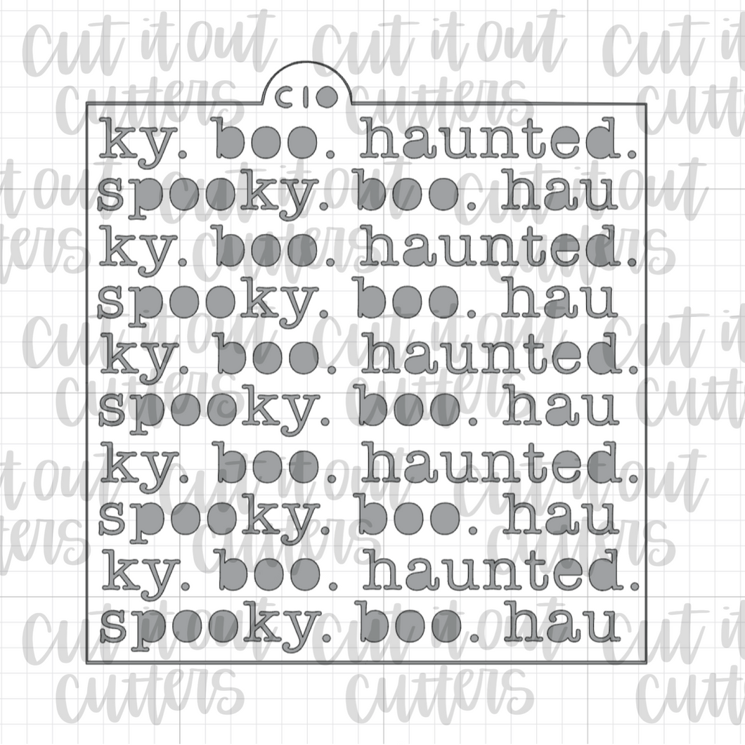 Spooky. Boo. Haunted. Typewriter Cookie Stencil