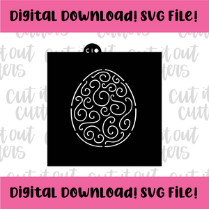 DIGITAL DOWNLOAD SVG File for 4" Swirly Egg Stencil