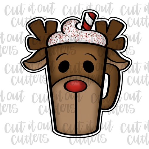 Tall Reindeer Latte Mug Cookie Cutter