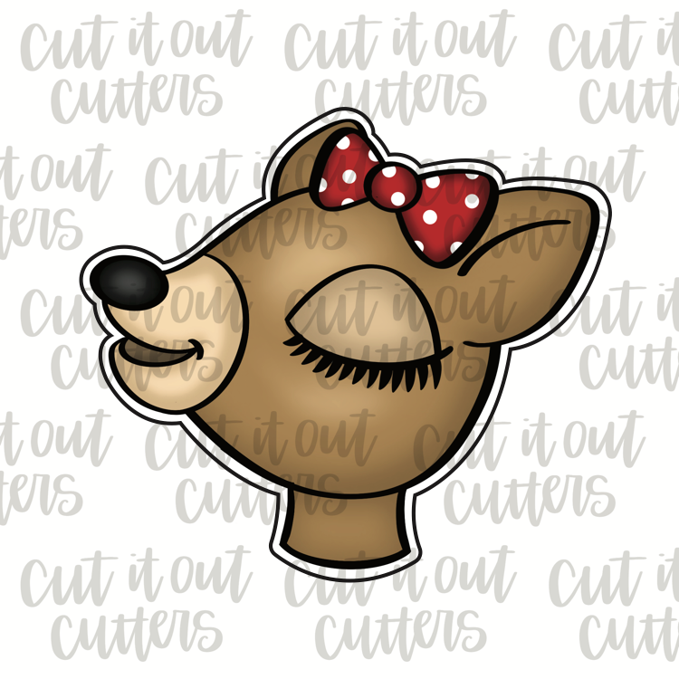 Vintage Girl Reindeer Cookie Cutter