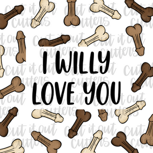 Willy Love You- 2" Square Tags - Digital Download